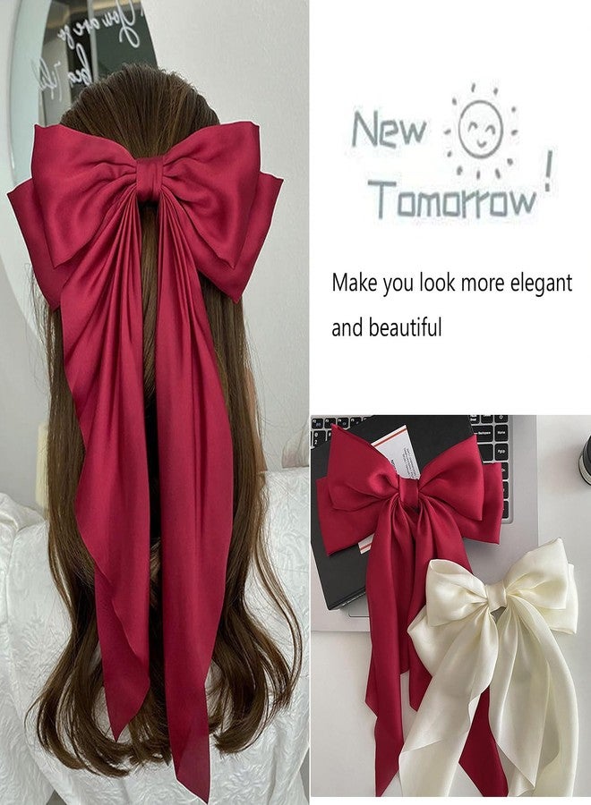 BetterJonny 6Pcs Satin Bow Hair Accessories for Girls, Women, and Teens, Long Hair Barrettes and Clips - Image 5